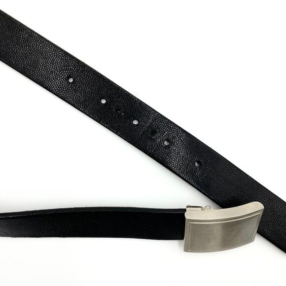Coach Belt Lizard Textured Leather Black Silver 38 - Picture 8 of 8